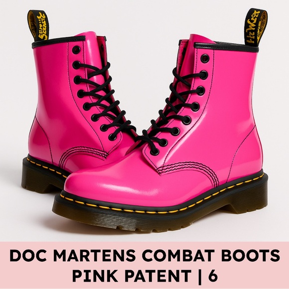 Dr. Martens Shoes - Dr. Martens 1460 Patent Lamper Boots Hot Pink Barbiecore Women’s 6 EU 37